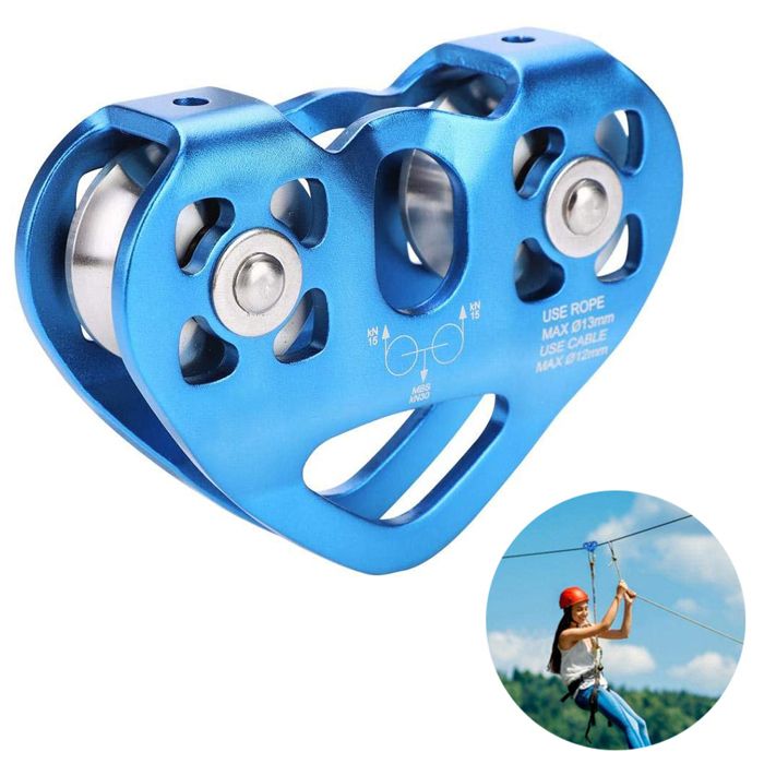 Poulie D'Arboriste 30KN - Pour Corde 13 Mm, Aluminium, Triple