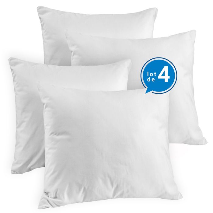 Pack Les 4 Nuages - Lot de 4 Oreillers 60x60 cm Confort Hôtellerie Hypoallergénique & Certifié OEKO-TEX® Fabriqué en Belgique