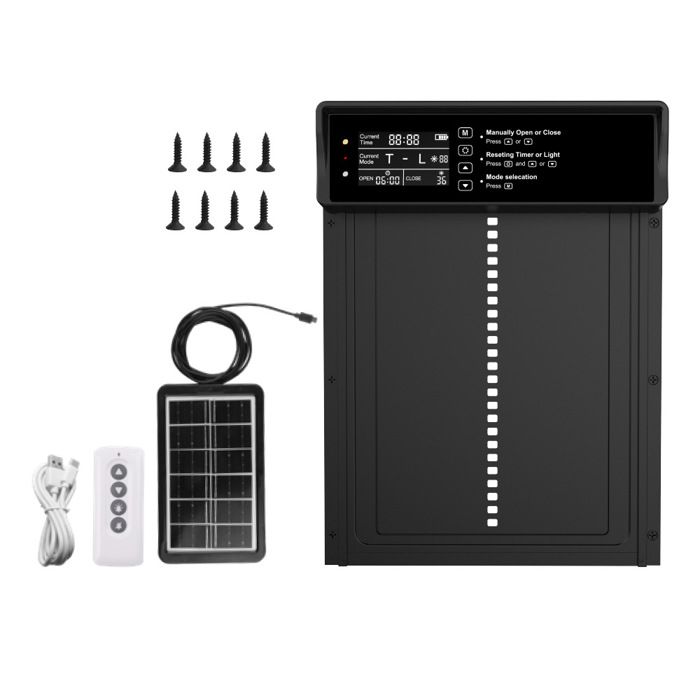Meilleurs prix pour POULAILLER Porte Automatique Solaire Horizontale avec Capteur Lumière, LED, Télécommande