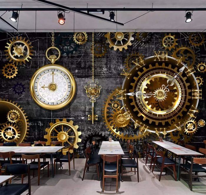 Papier Peint Panoramique Lettres D'Engrenage Industriel Personnalisé Papier Peint 3D Pour Salon Chambre Décoration Murale 400*280cm - Bricolage