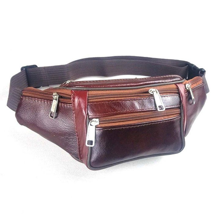 Sac Banane Vintage en Cuir Pochette Ventrale pour Hommes et Femmes