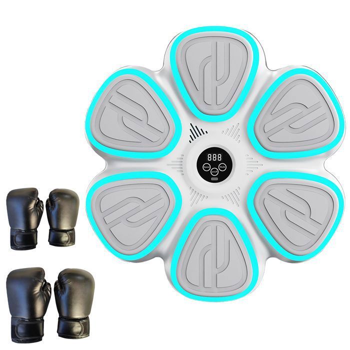 Machine de boxe musicale Bluetooth Machine de frappe musicale avec 2 gants équipement dentraînement de boxe à LED fixé au mur
