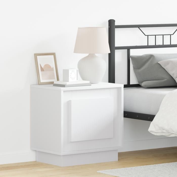 Table de chevet avec lumières LED blanche 44x345x45 cm