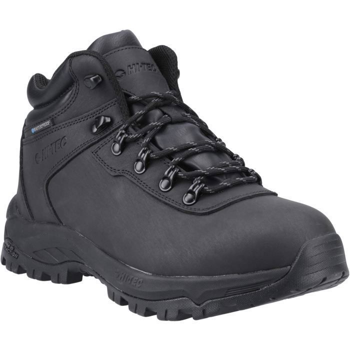 Chaussures de Randonnée - HI-TEC - Eurotrek Lite - Similicuir Noir - Imperméables - Homme