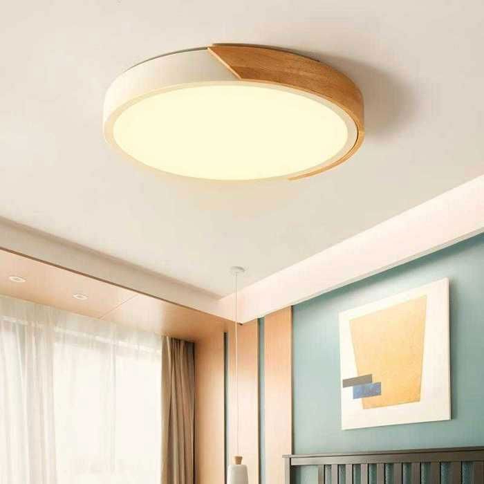 Plafonnier LED - Macaron - Bois blanc - Ø30 cm - 24W lumière chaude