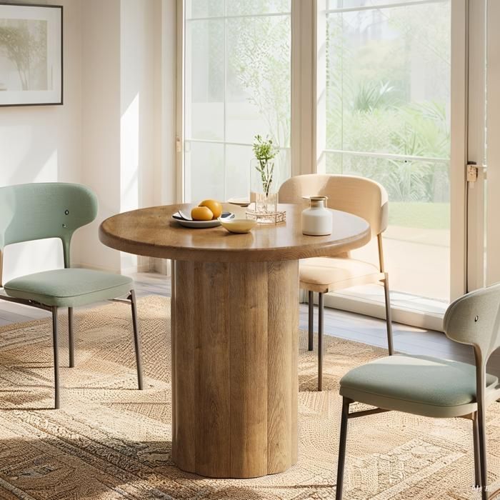 Table à manger ronde - 80 ×75 cm - table de cuisine pour salle à manger - Petits espaces pour 2 à 4 personnes - marron