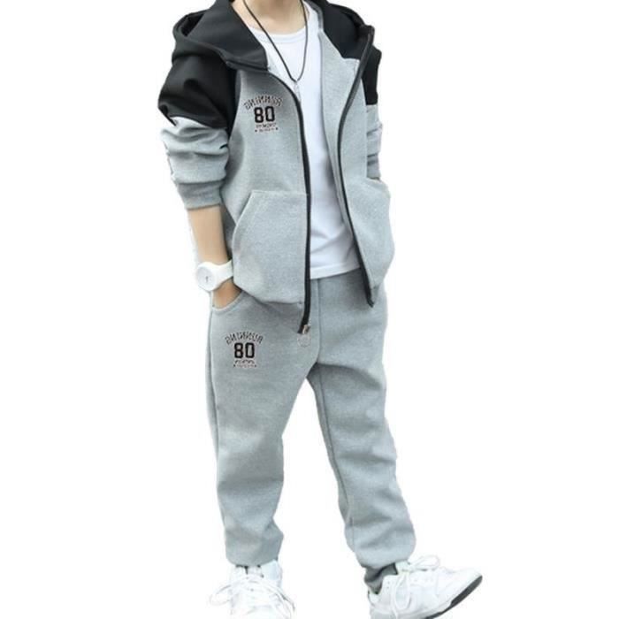 Survêtement enfant garçon iixpin - Sweat à capuche et pantalon de jogging - Fitness - Gris - Manches longues Or