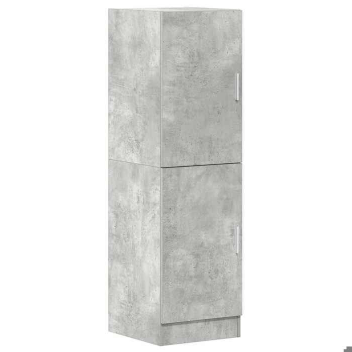 Armoire de cuisine - JILL - Gris béton - Bois dingénierie - 38x415x1315 cm - Capacité 60 kg - Étagères ajustables