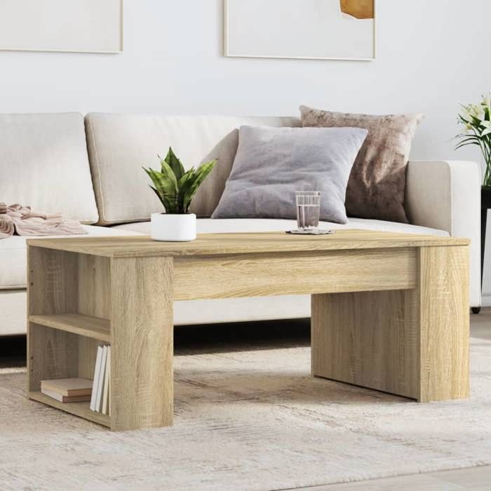 SALE 2026 Table à café Brun - Table basse chêne sonoma 102x55x42cm - bois dingénierie PRO405787698