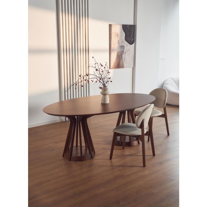 Table à manger ovale– STENNE – aspect noyer – 200x110 cm