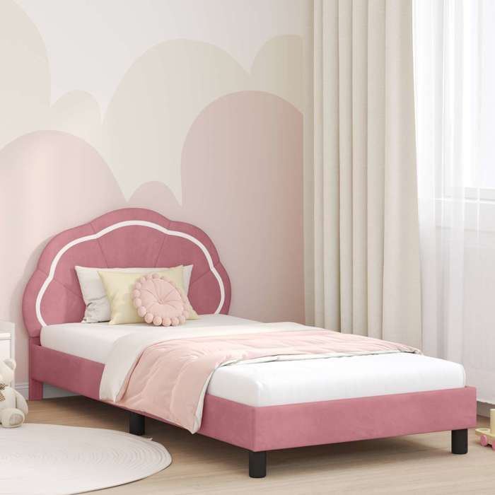 vidaXL Cadre de lit pour enfants avec tête de lit Rose 90 x 190 cm 42010918