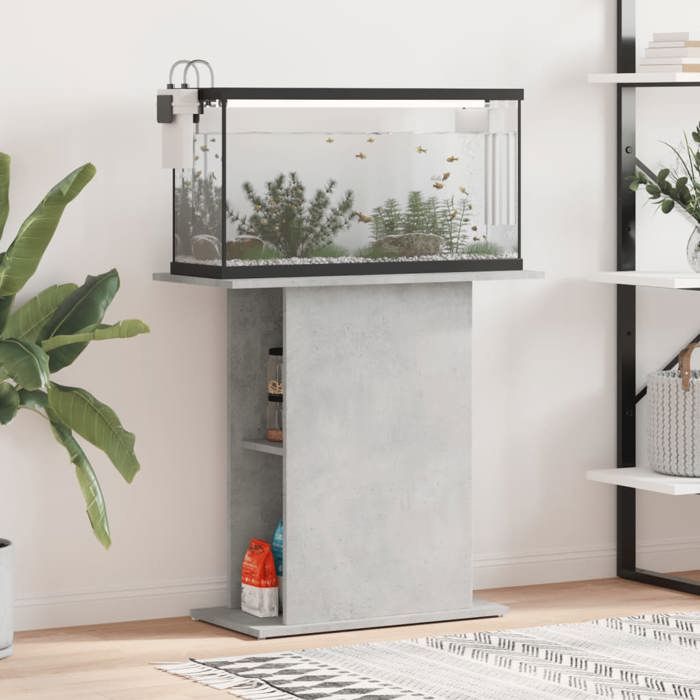 Support pour aquarium - vidaXL - Gris béton - 75x36x72 5 cm - Bois dingénierie - Rangement intégré - Design élégant