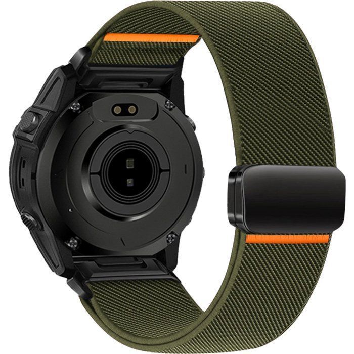 Stravo Bracelet nylon magnétique sport QuickFit 22 mm Garmin Fenix 5/6/7/8/E Epix Pro Gen 2 47 mm – Robuste ajustable - Vert