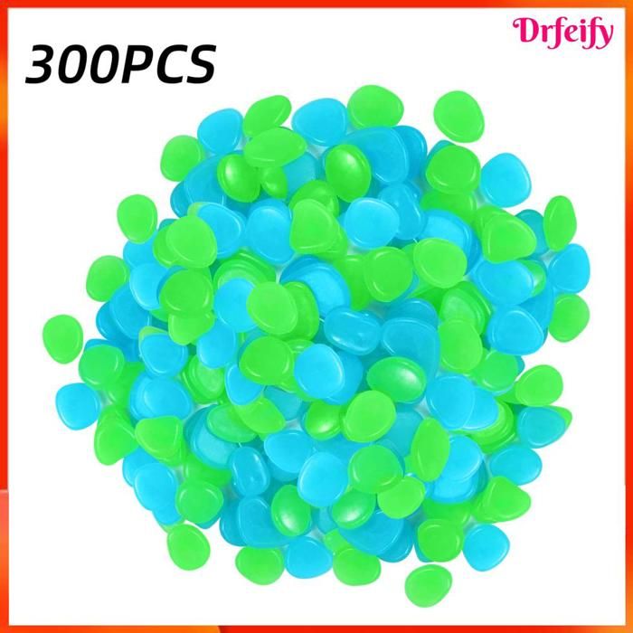 Cailloux lumineux - AKOZON - 300 pièces - Bleu & Vert - Plastique écologique - 17x13 cm