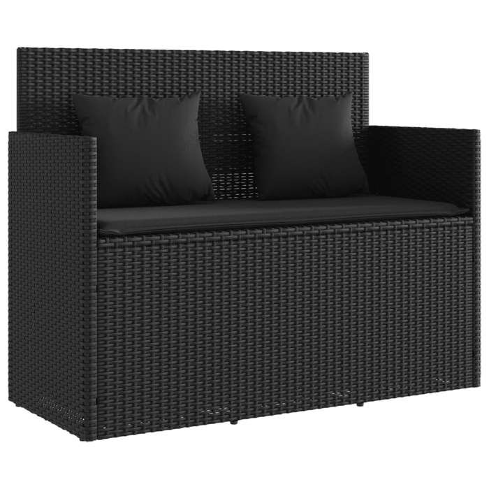 SALE 2026Banc élégant terrasse/banc Dextérieur Noir - Banc de jardin avec coussins noir résine tressée 15.6 Kg2841718