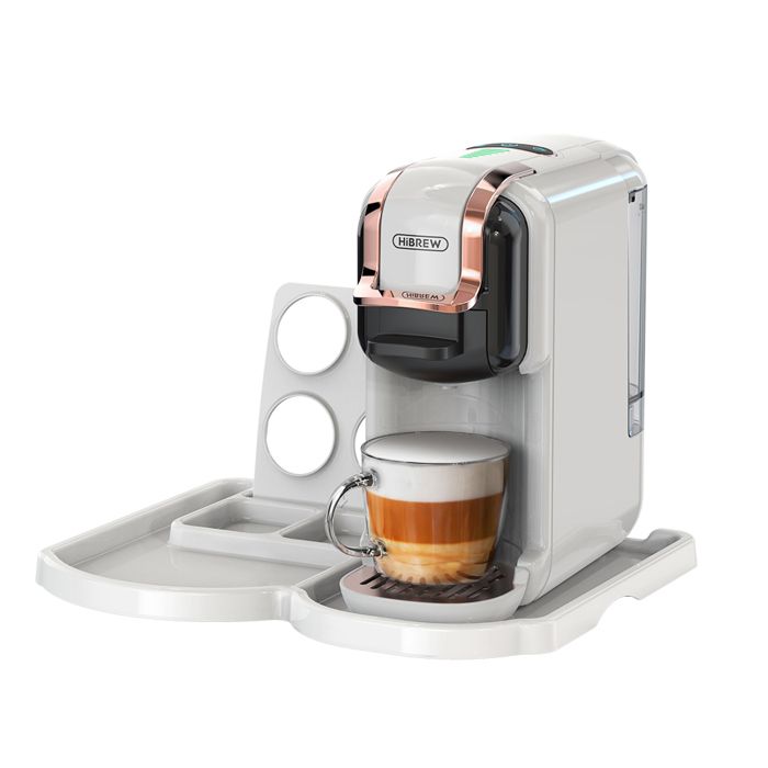 Machine à Café 5 En 1 à Capsules Multiples* HiBREW H2B * 19 Bars * 1450 W * Café en 40 secondes * Dual extractionsystem * Blanc - Hibrew