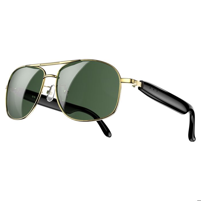 Lunettes Connectées Homme Femme Ecouteur sans Fil Smart Glasses pour Android iOS Musique Telephone Sport Velo Anti UV IP54 Vert