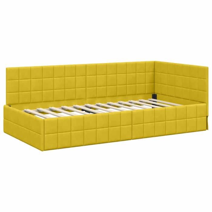 Lit 90cmx190cm - VIDAXL - Cadre de lit dangle MODERNE - Jaune 90 cmx190 cm Velours L16867