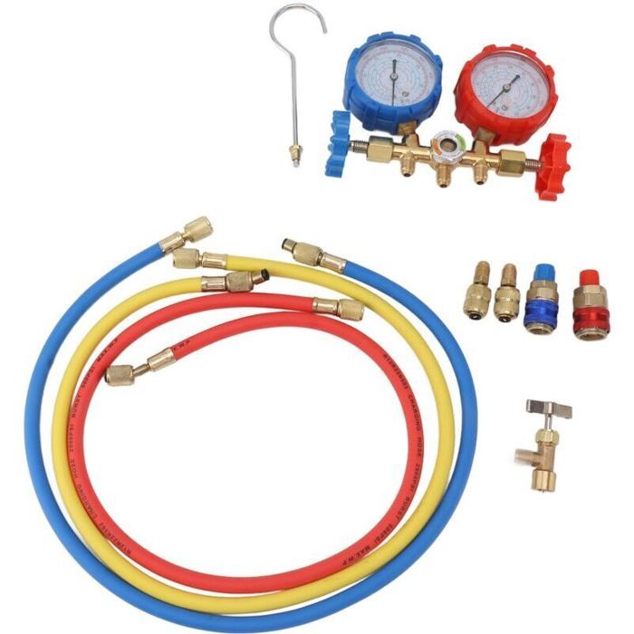 Manomètre de climatisation R410 22 134A 3 voies ensemble de tubes de jauge de collecteur de Diagnostic AC pour le chargement du