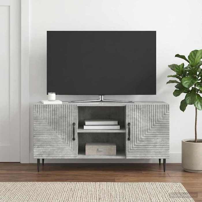 vidaXL Meuble TV Gris béton 102 x 345 x 50 cm Bois dingénierie 894928