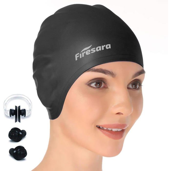 Bonnet de Bain à Jour Bonnet de Natation 3D Ergonomique Confortable Durable pour Enfants Adultes Femme Hommes pour Cheveux Longs