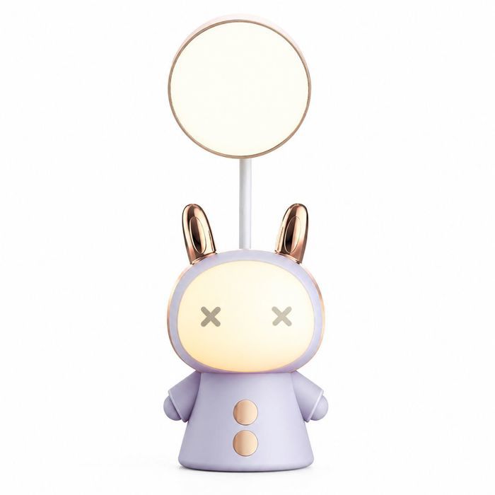 Lampe de Bureau LED Rechargeable -Cartoon Mignon -Double Source Lumineuse et Col Flexible -pour Lecture Chambre Enfant -Violet Bleu