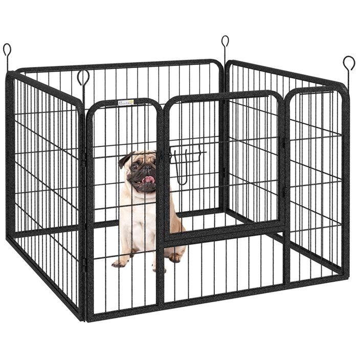 Parc pour chien à 4 panneaux pliable pour une utilisation intérieure et extérieure 82 x 82 x 60 cm gris Parc pour chien à 4 panneaux pliable pour une utilisation intérieure et extérieure 82 x 82 x 60 cm gris