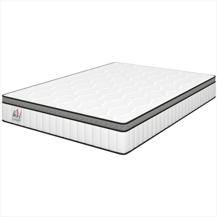 Matelas en Tissu jacquard tricoté mousse à mémoire de forme Blanc 190 x 140 x - Blanc Tissu jacquard tricoté mousse à mémoire