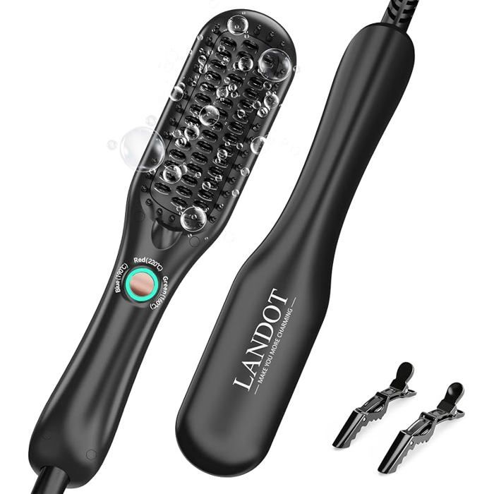 Mini Brosse Lissante Cheveux Courts Tête étroite 4 5 cm légère Démêle et lisse en douceur céramique Petit Noir LISSEUR