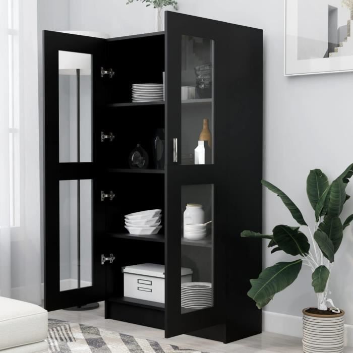AKOZON Armoire à vitrine Noir 825x305x150 cm Aggloméré - AKO7867917009617
