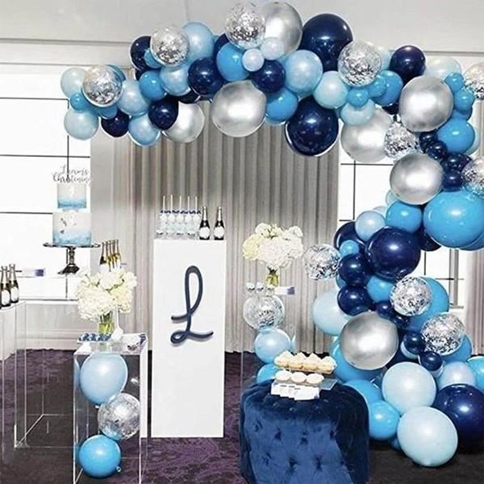 Kit Arche De Ballons Bleu Marine Et Or – 94 Pièces – Décoration Anniversaire Et Fête