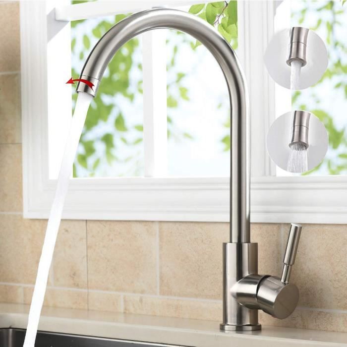 mitigeur robinet evier cascade rotation 360 cuisine bain 2 tuyaux cdiscount bricolage