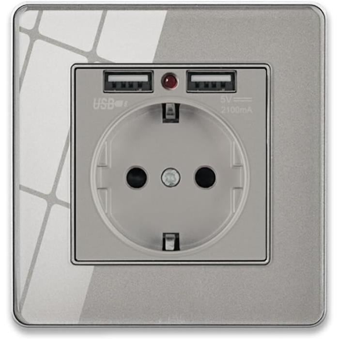Prise électrique Avec Terre Et 2 Ports USB Intégrés - Neuf - Installation Facile