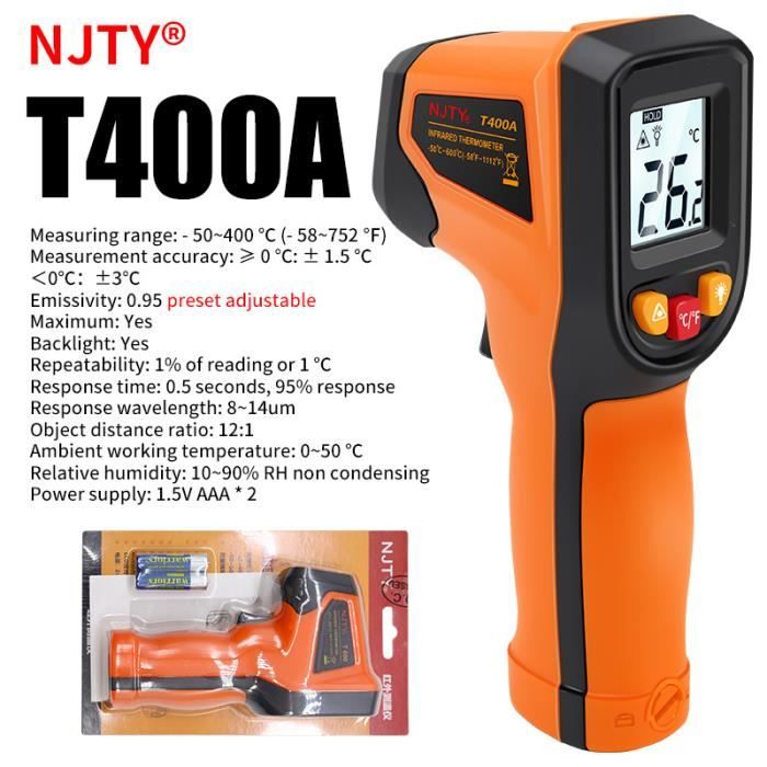 Eventek Thermomètre Laser Infrarouge -50°C à 600°C - Sans Contact, Précision ±1.5%, Écran LCD - Pour Cuisine, Bricolage