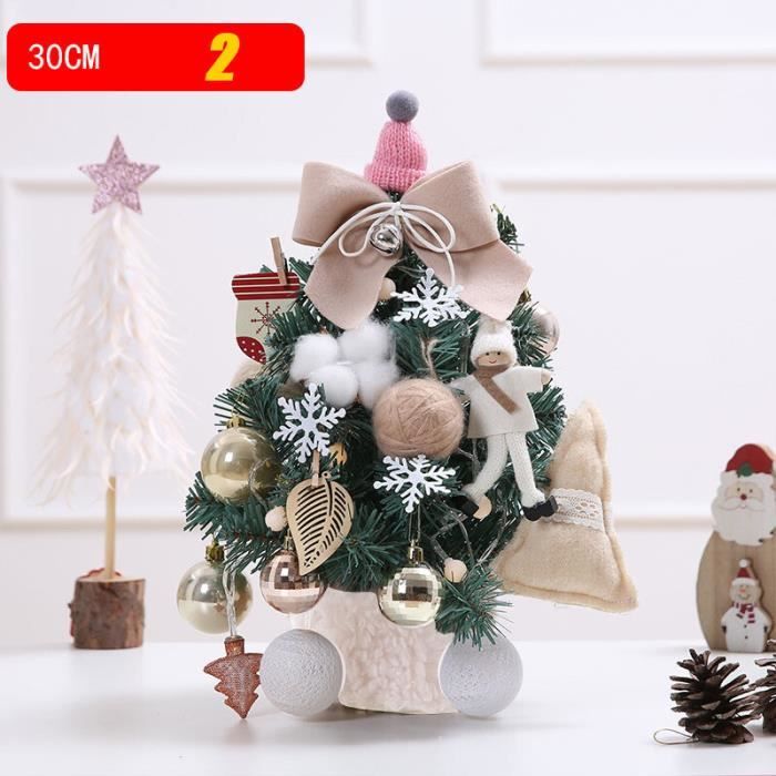 Mini arbre de noël artificiel avec guirlande lumineuse LED,ornements