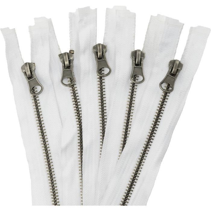 Lot De 5 Fermetures Éclair Métal 12cm Bleu Foncé - Pour Jeans, Sacs, Couture - Déco Tirette