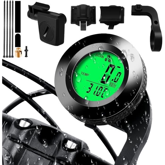 Compteur Vélo Sans Fil étanche - écran LCD 3 Couleurs, Rond, Tachymètre Et Odomètre