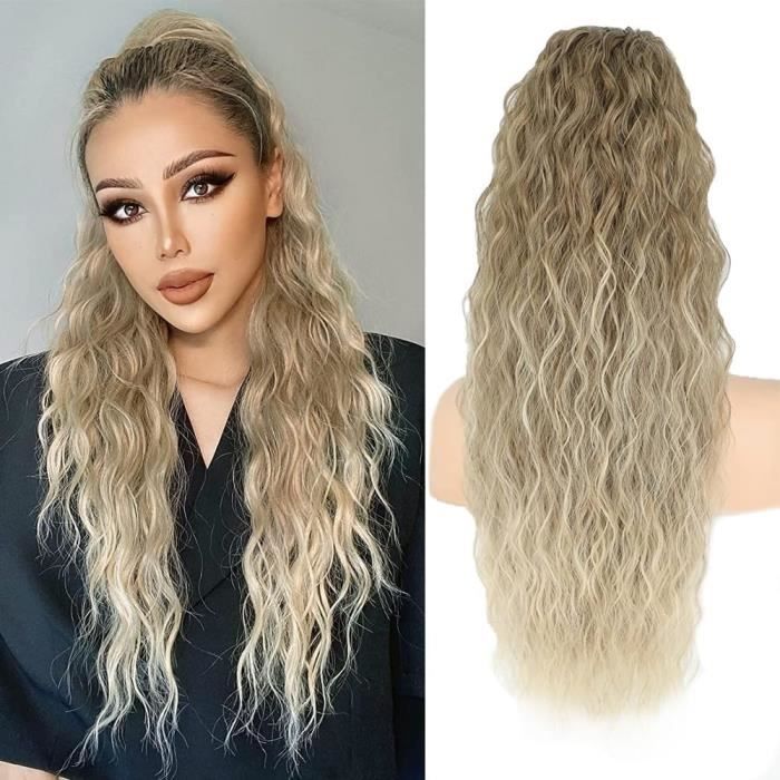 Lot De 3 Queues De Cheval Postiches En Cheveux Naturels - Nuances Blond Doré Et Brun Foncé - Neuf