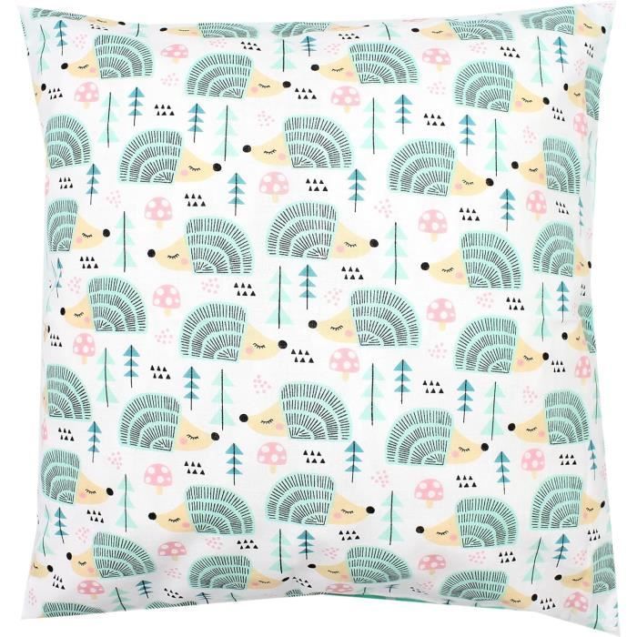 Lot De 2 Taies D'oreiller Turquoise 63 X 63 Cm Volant Plat Piqué / 100