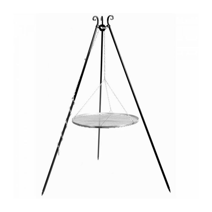 Trépied De Barbecue En Aluminium 110 Cm - Réglable En Hauteur, Avec Chaîne - Pour Camping, Feu De Camp, Extérieur