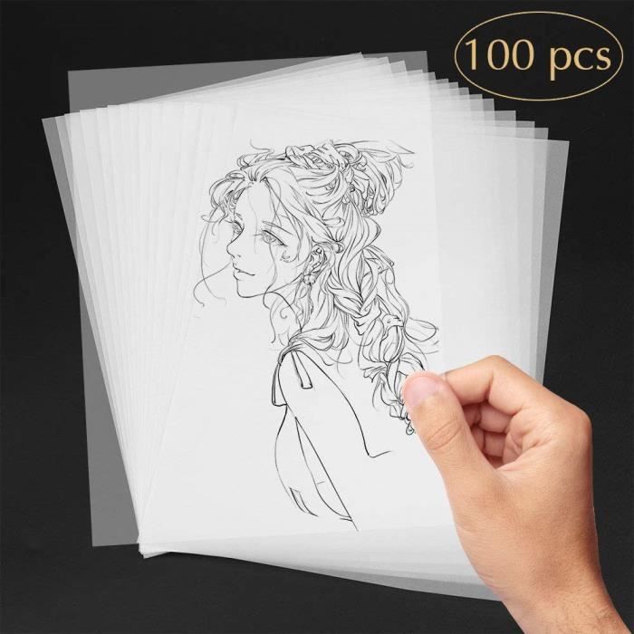 HEALLILY 50 Feuilles de Papier Vélin Coloré Papier Calque Transparent pour Esquisser Impression Traçage Animation Dessin Comique 