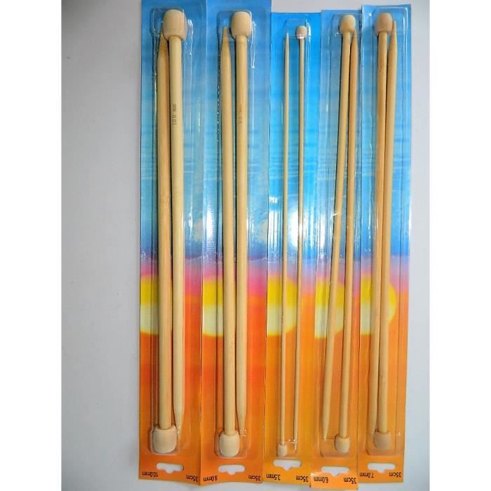 Aiguilles tricot en bois à tricoter 5 pairesde taille 10 à 3,5mm longueur 35cm Cdiscount Beaux