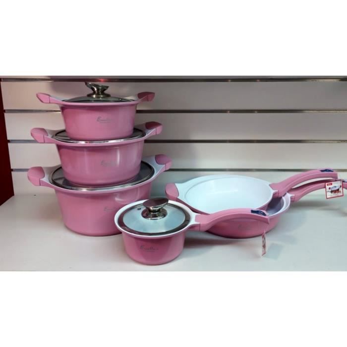 Batterie De Cuisine 10 Pcs Rose En Ceramique Achat Vente