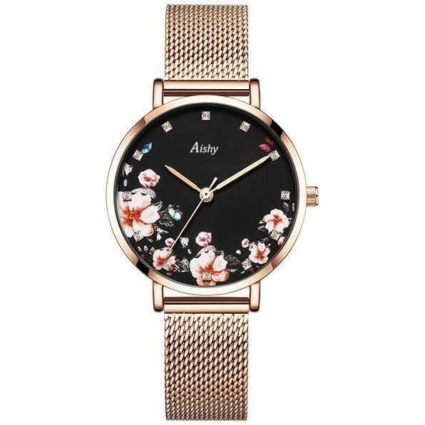 Montre femme 2025 maille milanaise rose