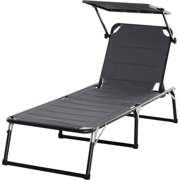 Bain de Soleil transat Chaise Longue Pliable Confortable Dossier Pare