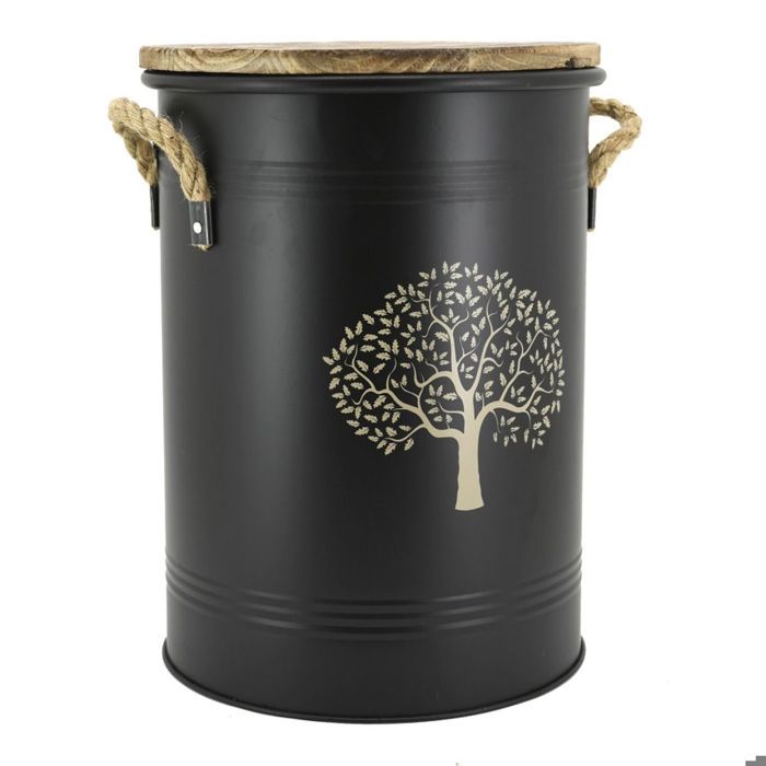 Tabouret Et Seau A Pellets Metal Laque Arbre Metal Laque Arbre