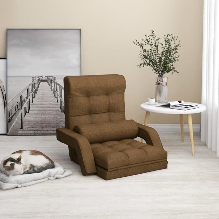 chaise de sol pliable - jili - lit de salon-chambre - marron - métal - fonction de lit