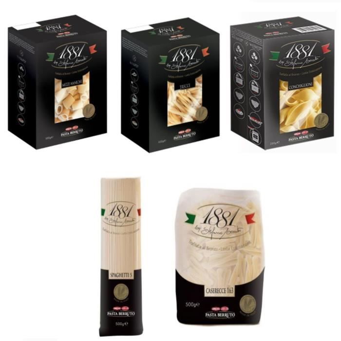 Lot 5x500g Pates Italiennes Caserecce Spaghetti N 5 Mezze Maniche Conchiglioni Trecce 1881 Pasta Berruto Cdiscount Au Quotidien