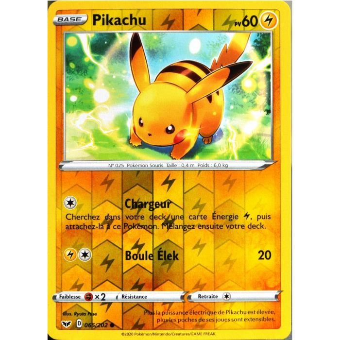 Carte Pokemon PIKACHU 065/202 REVERSE Epée et Bouclier 1 EB01 FR NEUF