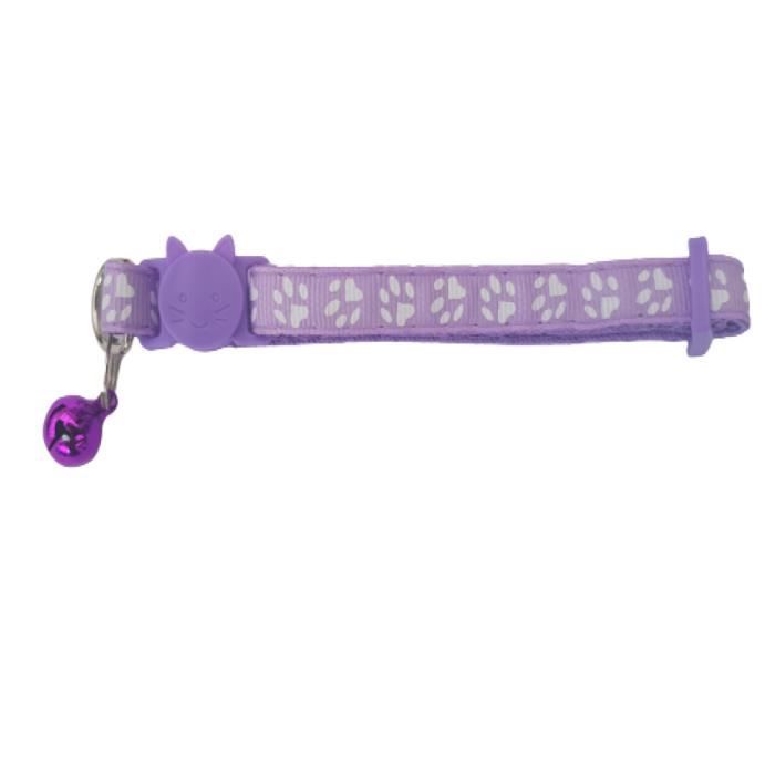 Collier Anti Etranglement Pour Chat Avec Grelot Detachable Boucle De Securite Couleur Violet Cdiscount